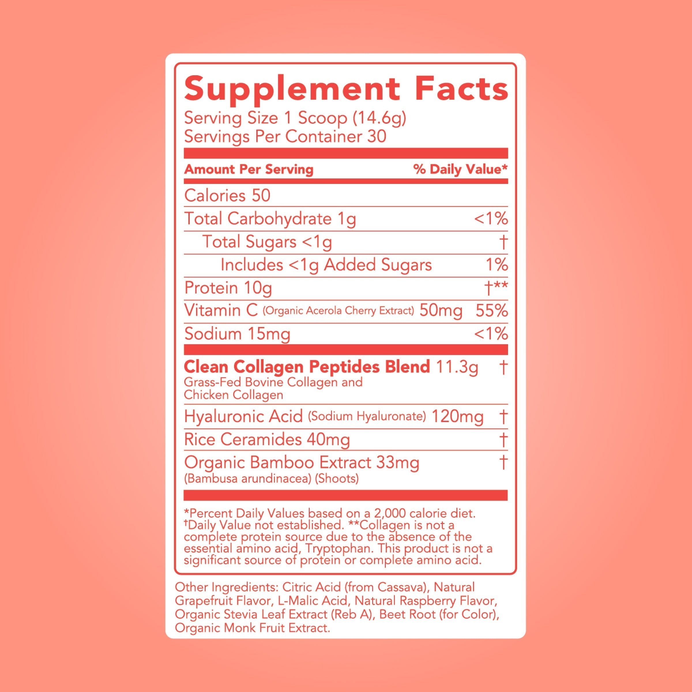 Collagen + Beauty Blend: Ruby Red Raspberry (30 Serving)